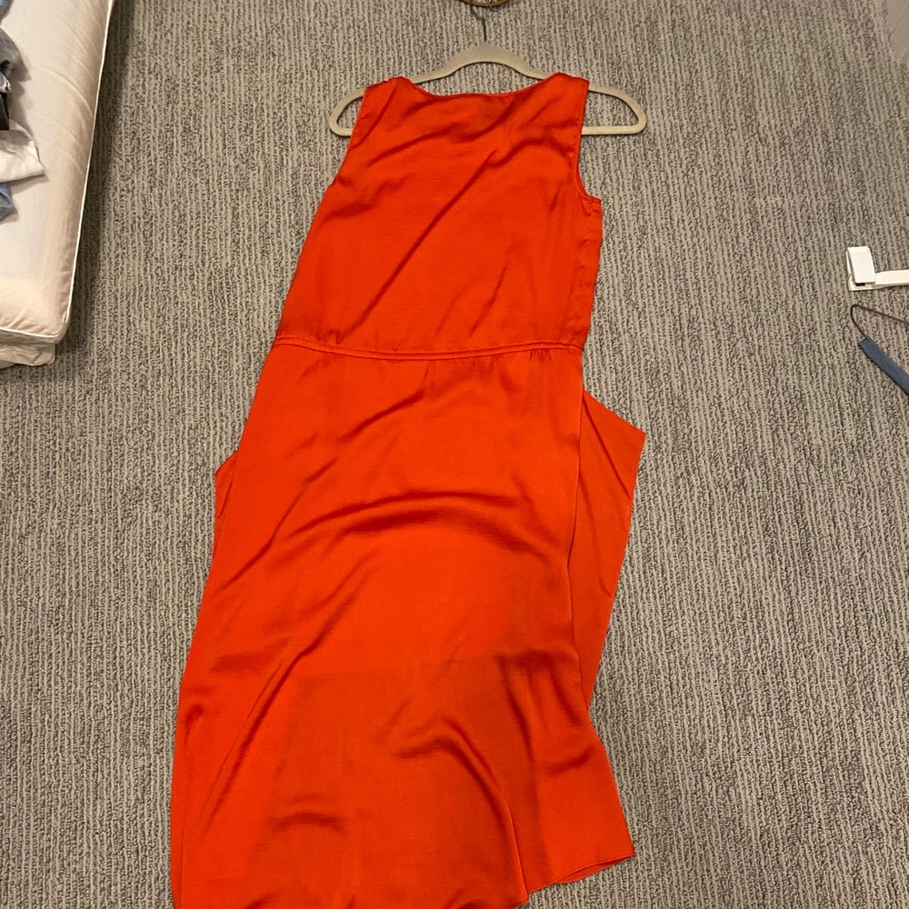 Orange/ red BCBG DRESS; high low with ties